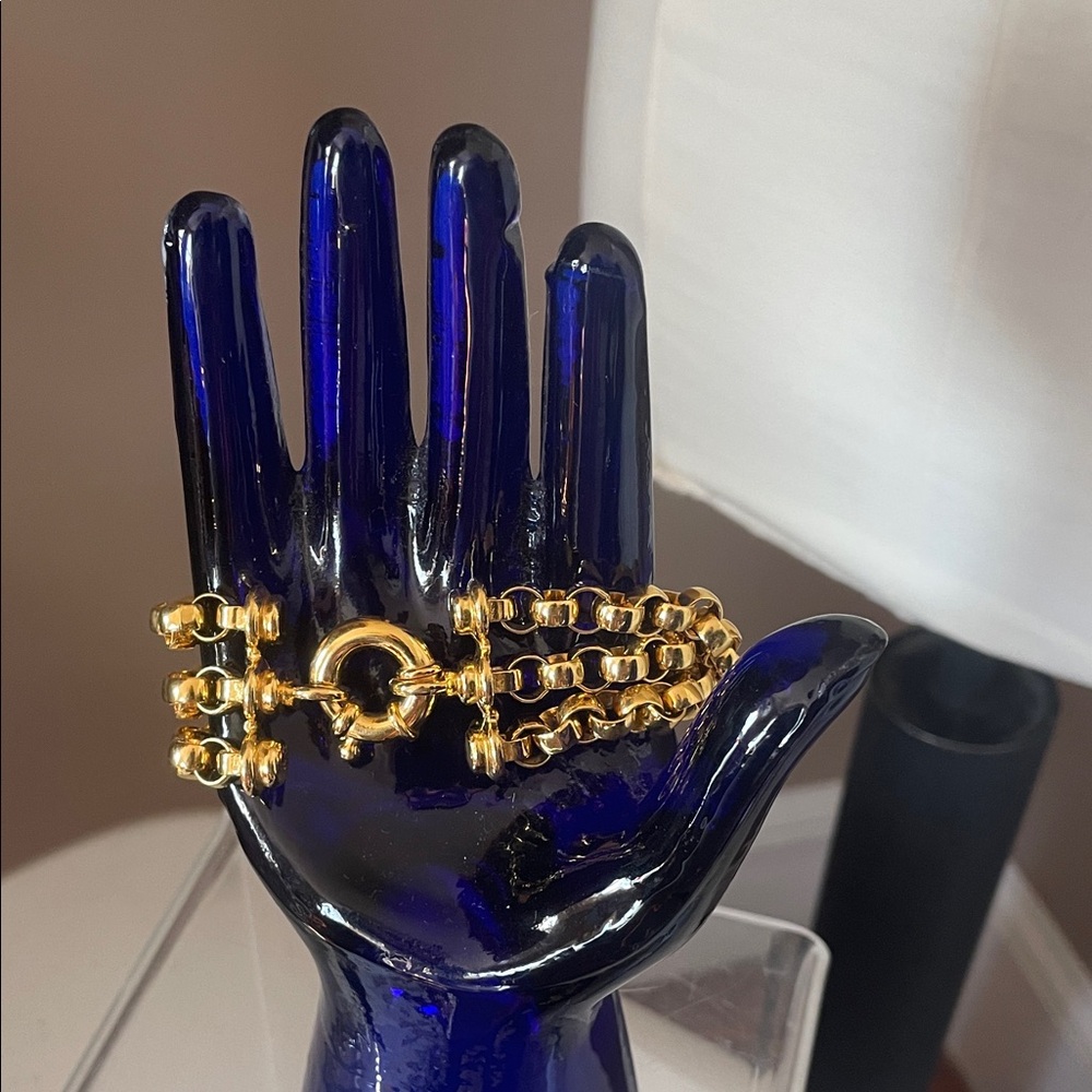 Joan Rivers Rolo Link Chain 3 strand gold tone bracelet